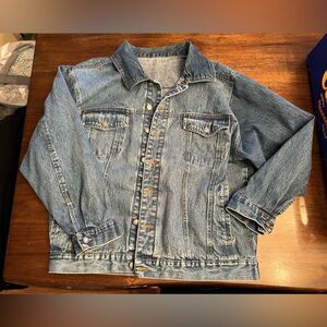 Faded Glory Mens Blue Metal Button Denim Jean Jacket Large 42-44 Hidden Zipper